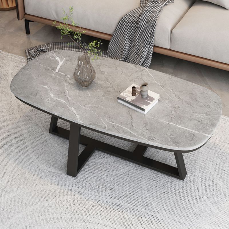 Glam Cross Legs Coffee Table Slate Rectangular Cocktail Table