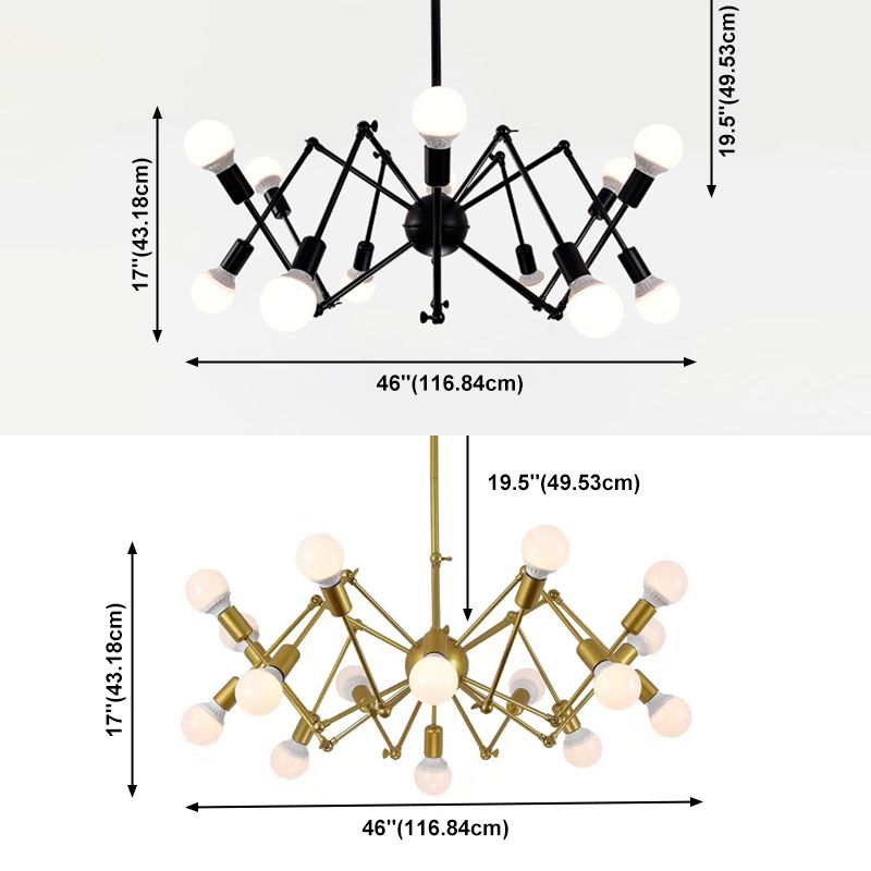 Spider hanger verlichtingsarmaturen Moderne multidichte gouden kroonluchter lamp voor restaurant