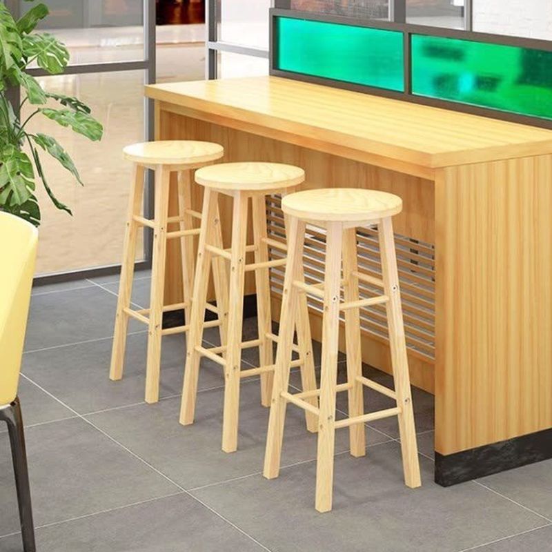 Industrial Wooden Counter Height Stools with Footrest Bar Stool