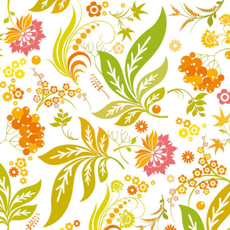 Flower and Leaf Wallpaper Murals Yellow-Green Contemporary Wall Art for Girls Room