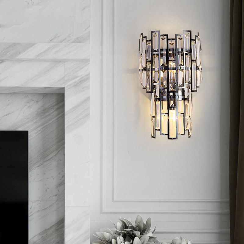 Crystal Geometric Shape Wall Sconce Modern Style 2 Lights Wall Light Fixture