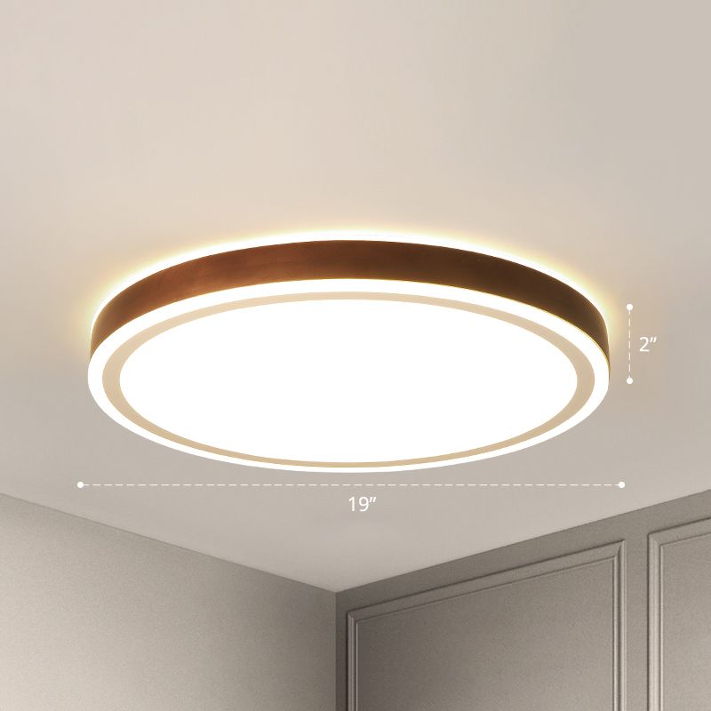Bruine geometrische inbouwplafondlamp Minimalistische LED houten inbouwverlichting voor slaapkamer