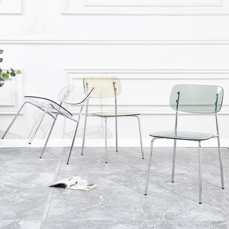 Sillas sin brazos de plástico de estilo industrial, respaldo abierto, silla lateral para el hogar
