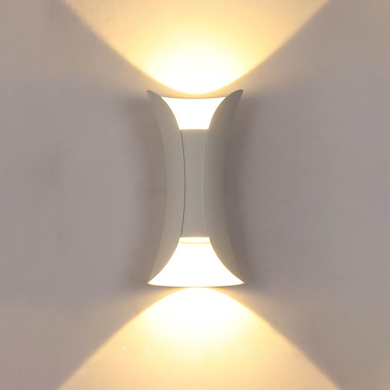 Modern Style Aluminum Wall Mounted Light Fixture 2-Lights Curved Sconce Lighting