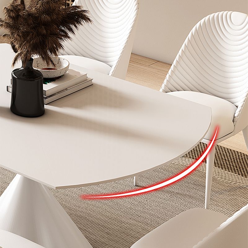 Metal and Slate Table Contemporary Style Home White Round Dining Table