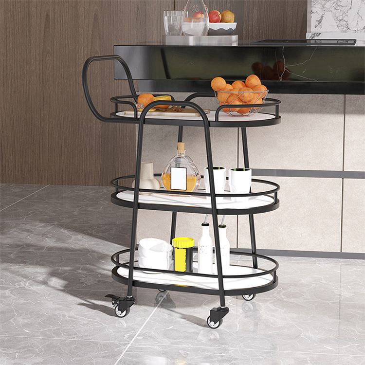 33.46" High Rolling Modern Prep Table Stone Prep Table for Dining Room