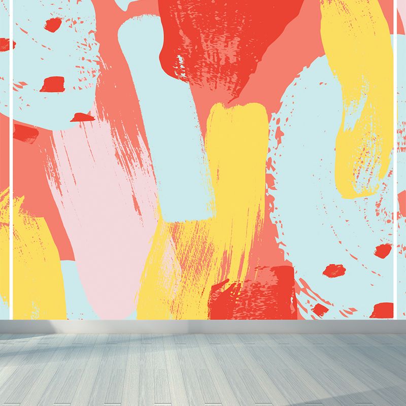 Contemporary Brush Stroke Mural Decal Blue Dining Room Wall Covering, Personalized