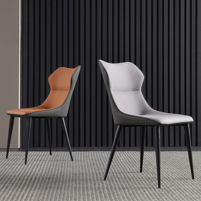 Chaises sans bras contemporaines en métal pour salle à manger, chaises latérales rembourrées pour usage domestique