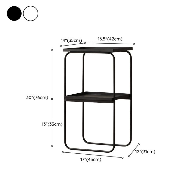 Mid-Century Tray Side Table Iron Sled Base End Table with Shelf