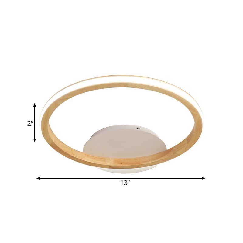 Lámpara empotrada de madera Simplicity Loop, accesorio de montaje en techo LED de 13"/17" de diámetro con diseño que brilla hacia fuera