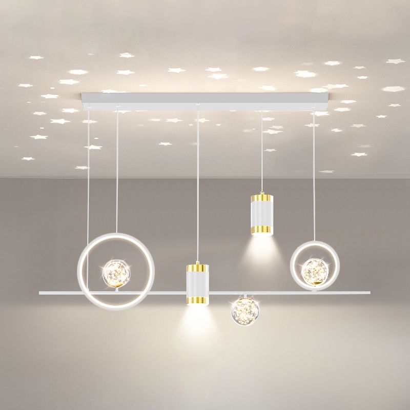 Modern Metal Ceiling Light Circle Shape Island Light with Acrylic Shade for Living Room