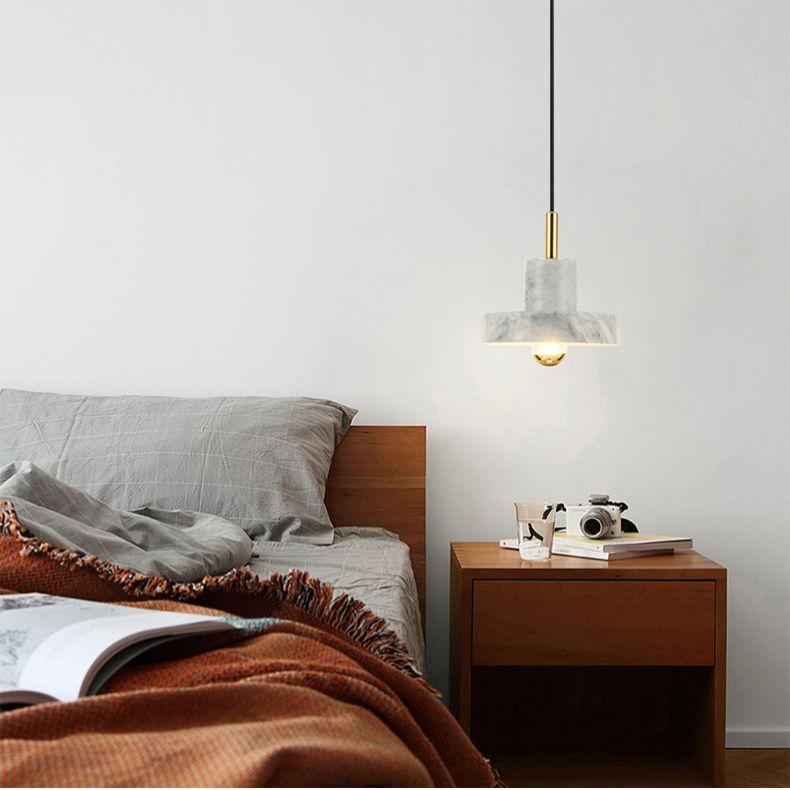 Faut de goutte en forme de grange en marbre Minimaliste d'éclairage en suspension blanc