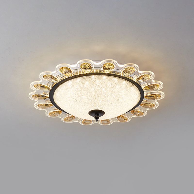 Gelb Kristall Blumendecke bündig zeitgemäß 16 "/23.5" breite LED-Flushmount-Beleuchtung für Drawing Room