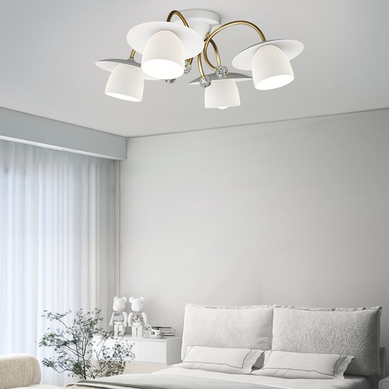 Modern Metal Flush Mount Cone Shape Ceiling Light with Glass Shade for Living Room