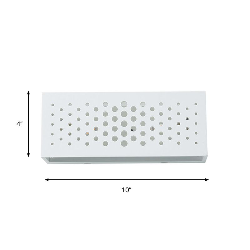 Rectangle Box Wall Sconce with Laser Cut Design Minimalist Gypsum 1 Head Bedroom Wall Light Fixture in White