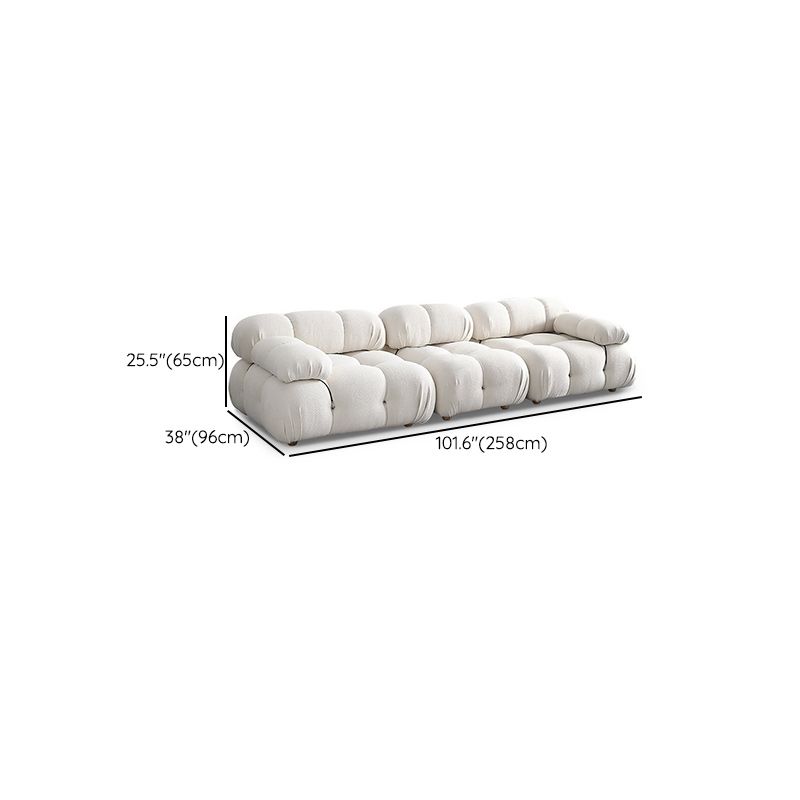 Tufted Sofa Contemporary Pillow Top Arm Tight Back Sofa in Cream