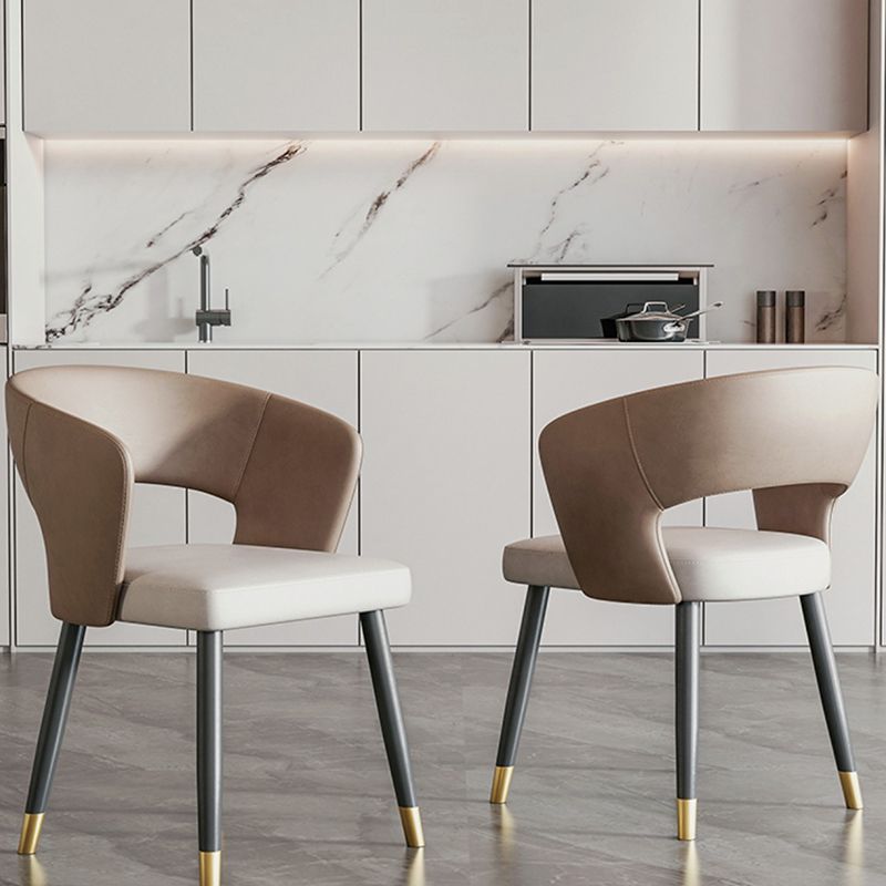 Modern Arm Chair Faux Leather Open Back Dining Room Chair for Indoor