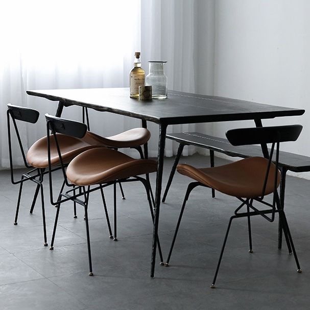 Industrial Chair with Metal Base 29"H Open Back Dining Side Chair for Restaurant