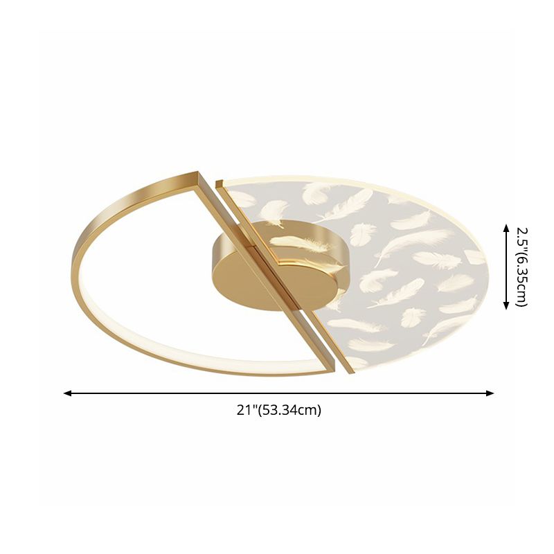 Aluminium Feather LED Flush Mount in Modern Creative Style Iron Ceiling Light with Acrylic Shade