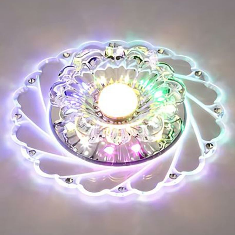 Clear Flower LED Flush Mount Light Simplicity Crystal Flush Monte Massimale Luce per Entryway