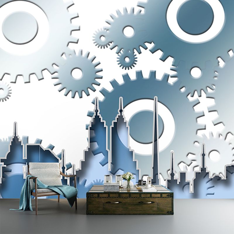 Illustration Stain Resistant Mural Wallpaper Metal Gear Indoor Wall Mural