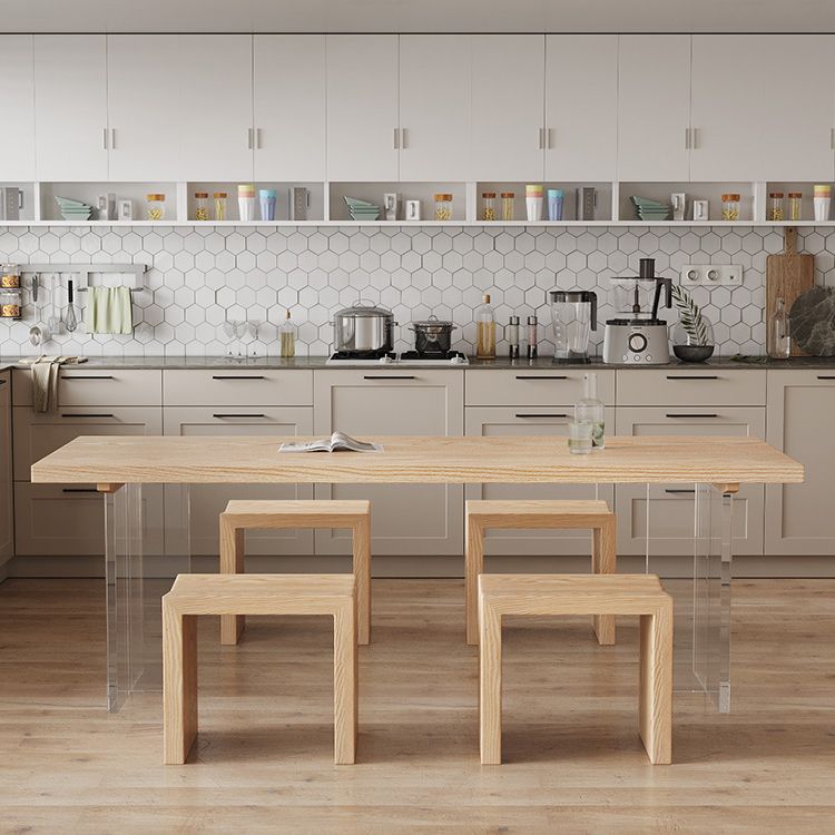 Simplicity Style Dining Table Natural Solid Wood Table for Home Kitchen