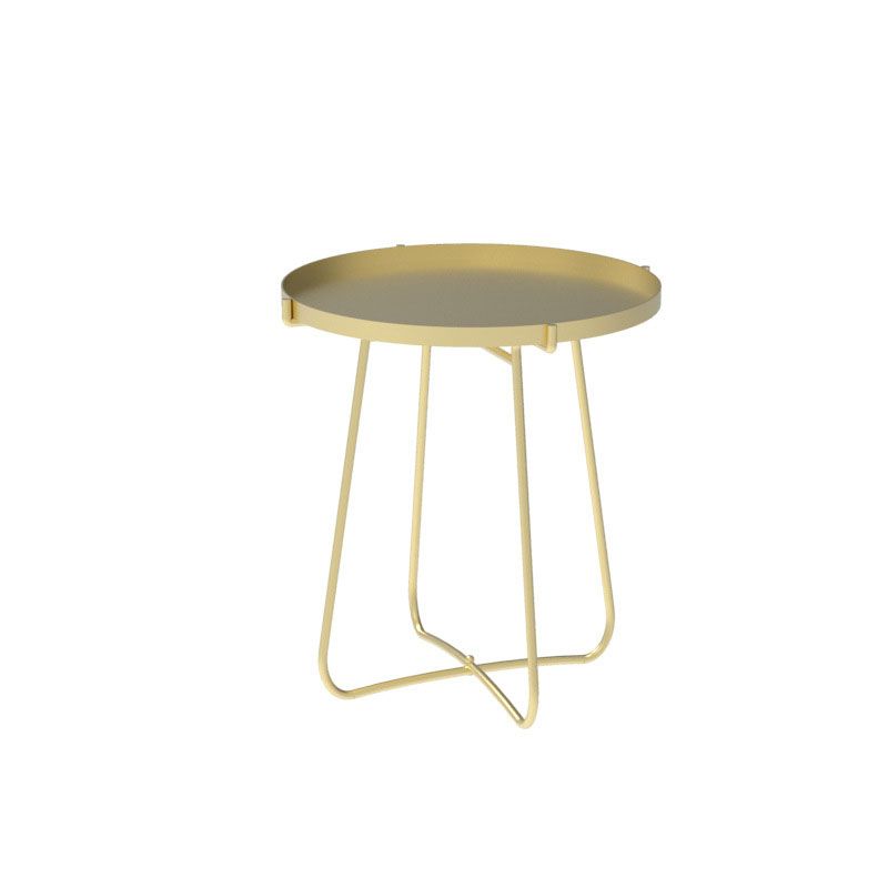 Round Tray Top Side Table 17.7" /21.6" Tall Iron Cross Legs End Table