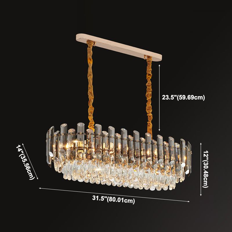 Modern Kitchen Pendant Lights Geometric Island Lighting Fixtures with Crystal Shade