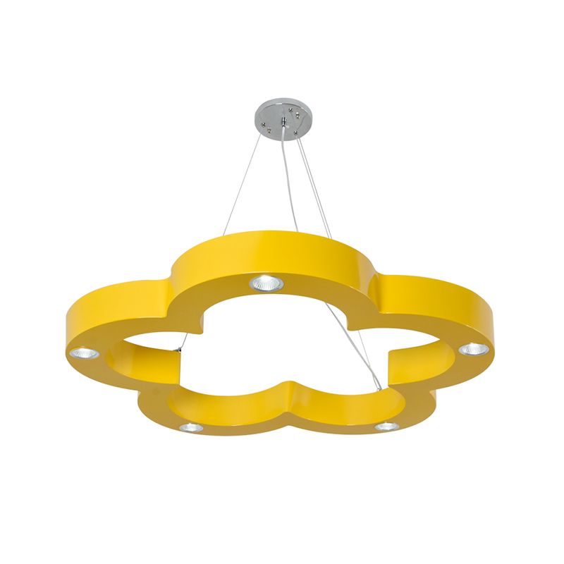 Kids LED Ceiling Hang Fixture with Acrylic Shade Yellow Flower Chandelier Lighting