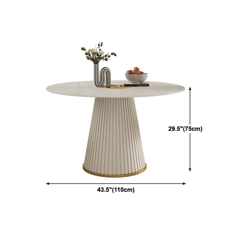 Mesa de comedor de piedra redonda moderna Mesa de comedor blanca con base de pedestal