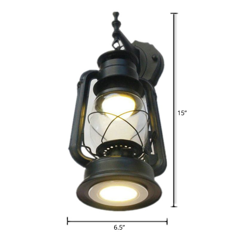 Transparent Glass Kerosene Lantern Wall Lighting Nautical Hallway Wall Mount Lamp