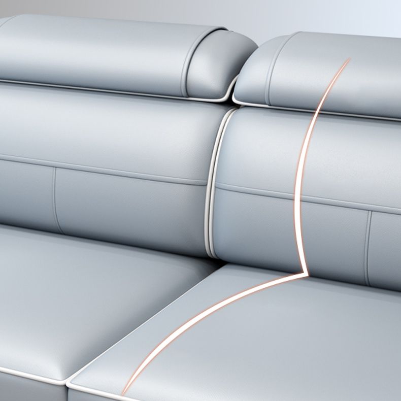 L-Shaped Blue Sectional Sofas Solid Wood Sectional Couch for Living Room