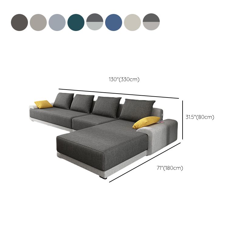 Contemporary Style Seating Pillows Recessed Arm Living Room Stationary Sofa