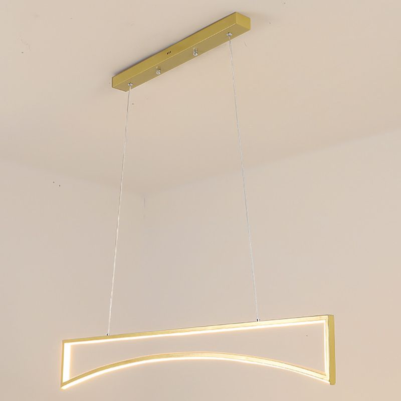 Linear Shape Island Pendant Contemporary Style Metal Single Light Island Light Fixture