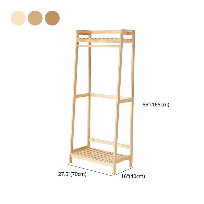 Contemporary Wardrobe Armoire Pine Wood Armoire with Garment Rod for Home