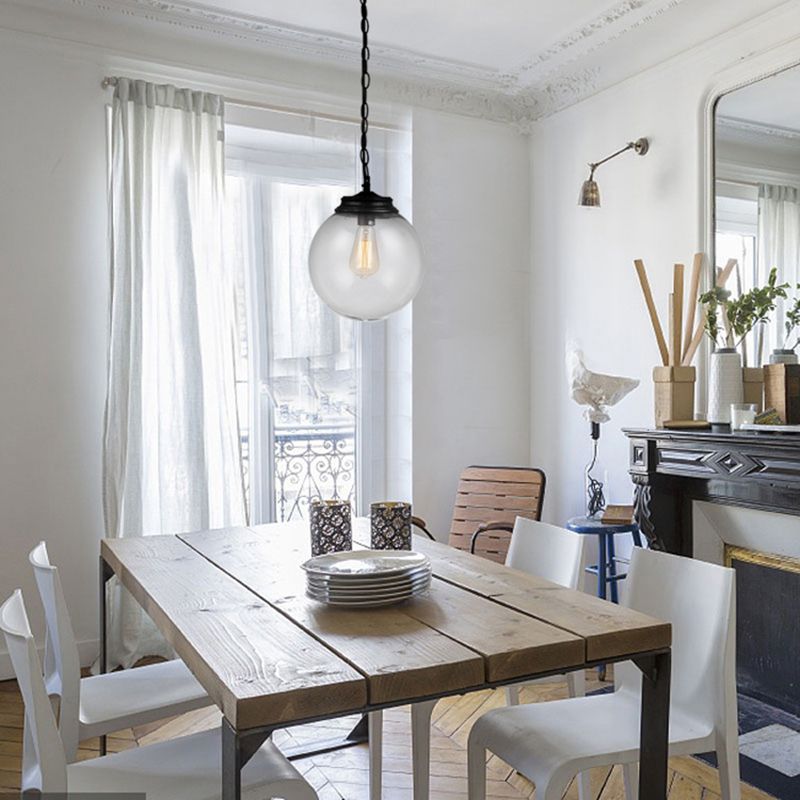 Lampada a sospensione singola in ferro laccata nella luce a sospensione in vetro in stile in stile conciso industriale