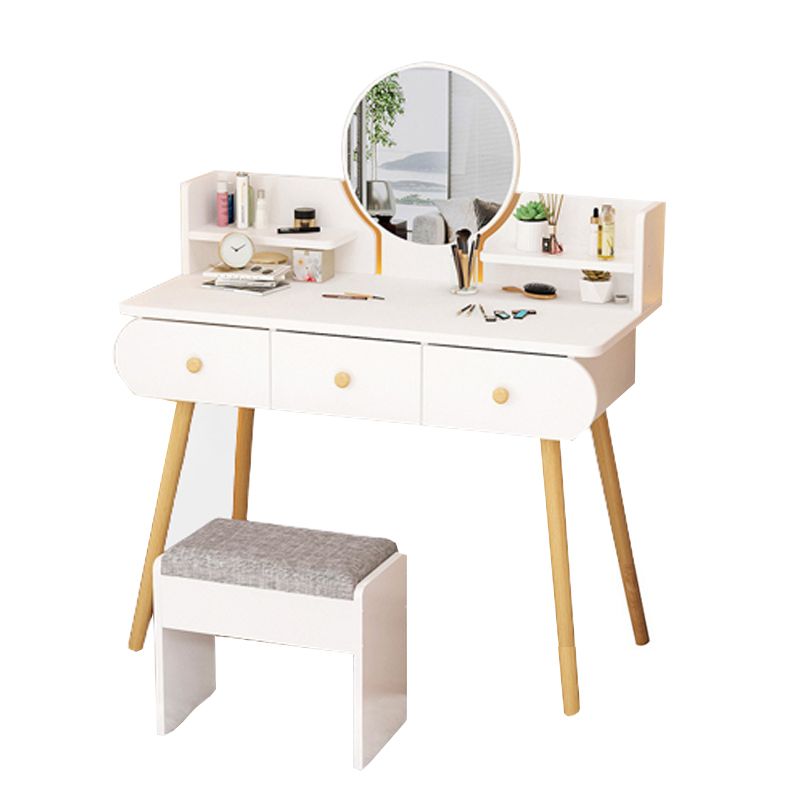 Modern Makeup Vanity Desk with Mirror and Storage Shelves, 47.25"