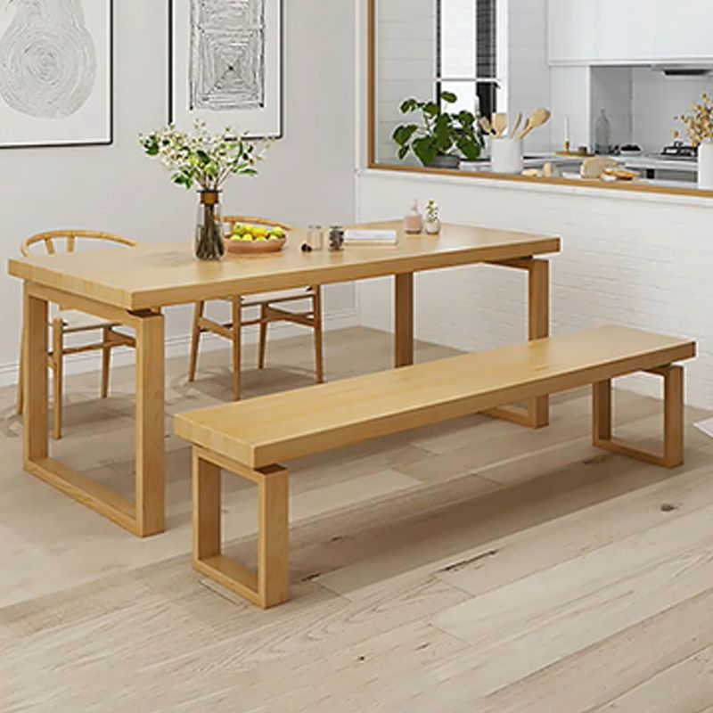 Rectangle Double Pedestal Dining Table Modern Pine Wood Table for Kitchen Dining Room