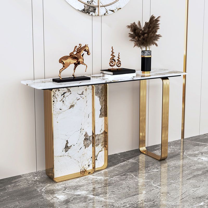 Stone Rectangle Accent Table Modern 31.5" Tall Console Table