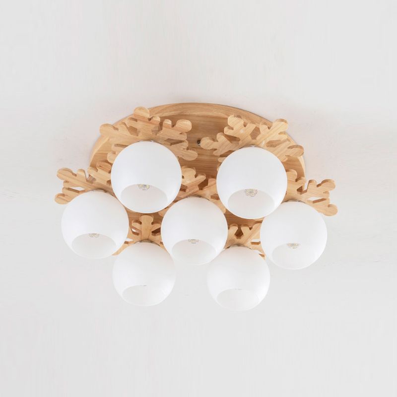 Minimalist Ball Shape Ceiling Light Fixture Glass Bedroom Ceiling Mount Lamp Fixture