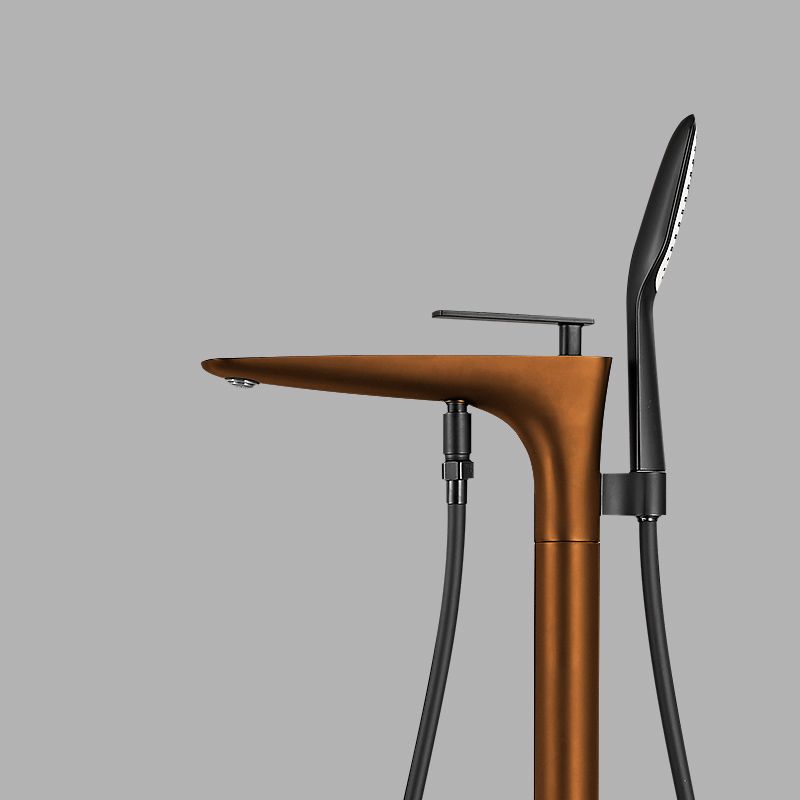 Contemporary Bathroom Faucet Floor Mounted Copper One Handle Fixed Freestanding Tub Filler