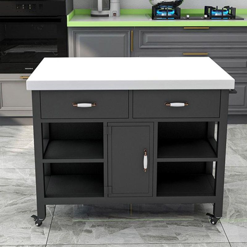 Rectangular Kitchen Trolley Modern Dining Room Prep Table with Drawer