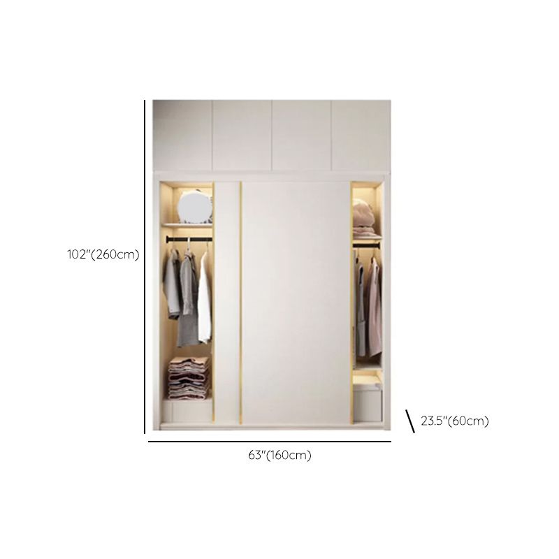 Engineered Wood Wardrobe Cabinet Modern Style Wardrobe Closet with Mirror