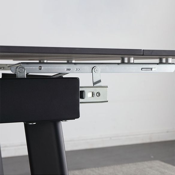 Contemporary Style Sintered Stone Dining Table with Black Fixed Table and 4 Legs Base