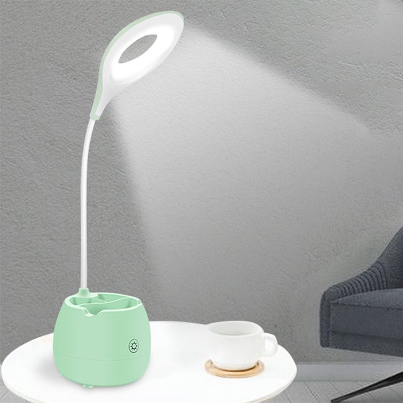 Blauw/roze/wit/geel LED -bureau Licht met borstelpot USB oplaadaanraaksensor Desklamp met flexibele arm