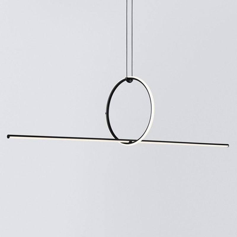 Linee a forma di sospensione Luce a sospensione Contemporanee Metal LED Office Sussed Lighting Freet in nero