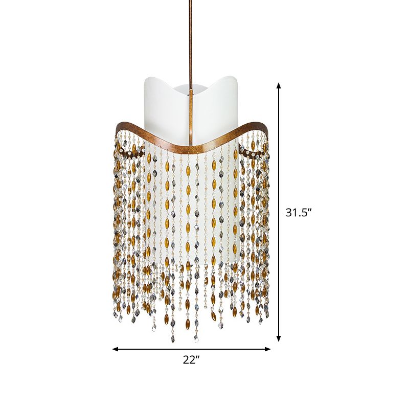 Lampada del lampadario a cascata Crystal Nordic Crystal 3 Heads Red Brown Cioncant Aione per soggiorno per soggiorno