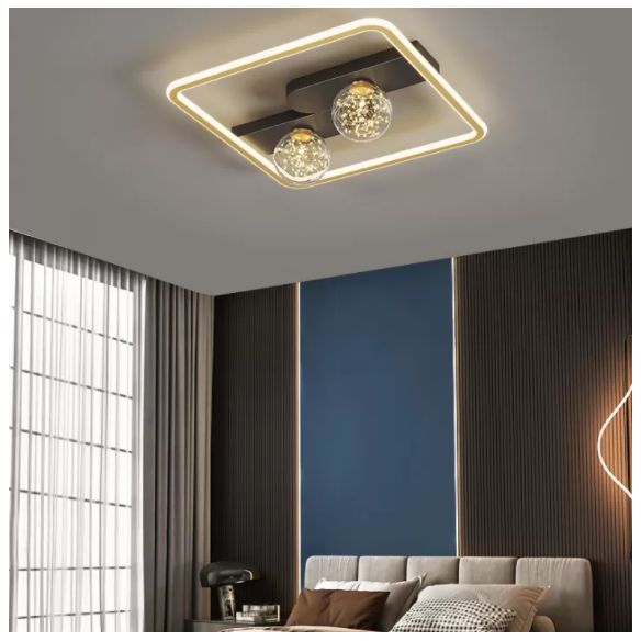 Lámpara de techo minimalista LED de metal con montaje empotrado geométrico de oro negro para sala de estar