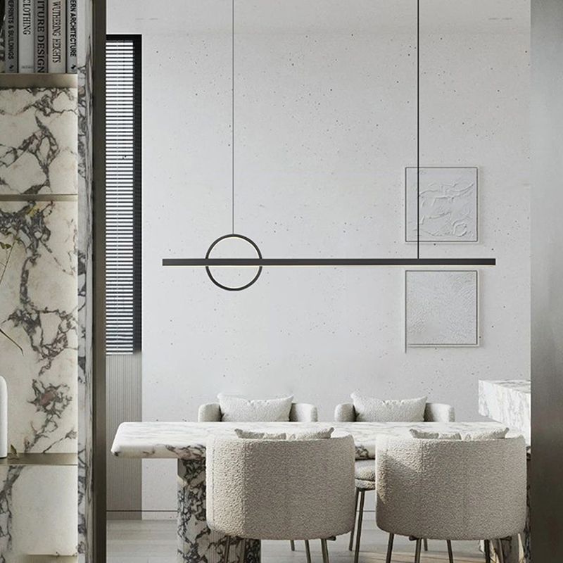 Nordic LED Island Lighting Fixture Minimalist Metallic Pendant Light for Dining Room