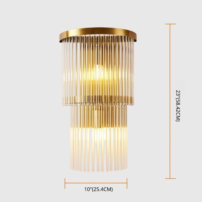 Lampada a sconde in cristallo a 2 livelli moderni a 2 luci a muro di luce montata per camera da letto